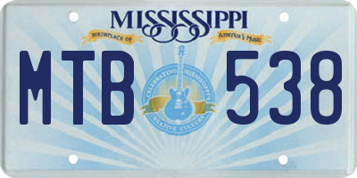 MS license plate MTB538