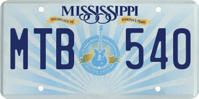 MS license plate MTB540