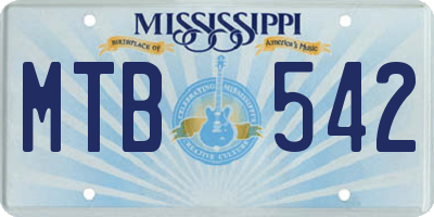 MS license plate MTB542