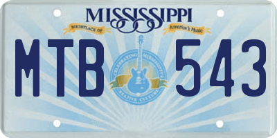 MS license plate MTB543