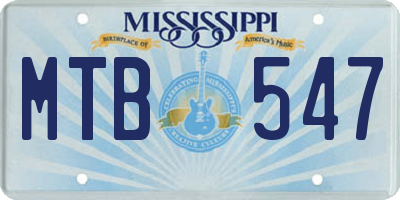MS license plate MTB547