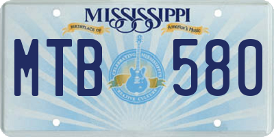 MS license plate MTB580