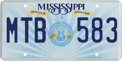 MS license plate MTB583