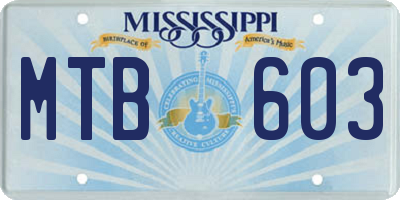 MS license plate MTB603