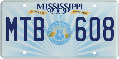 MS license plate MTB608