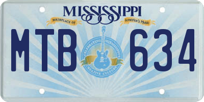 MS license plate MTB634