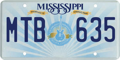 MS license plate MTB635