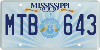 MS license plate MTB643