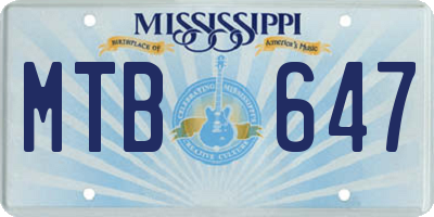 MS license plate MTB647
