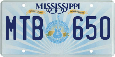 MS license plate MTB650