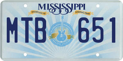 MS license plate MTB651