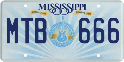 MS license plate MTB666