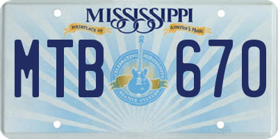 MS license plate MTB670