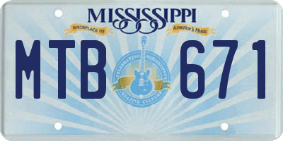 MS license plate MTB671