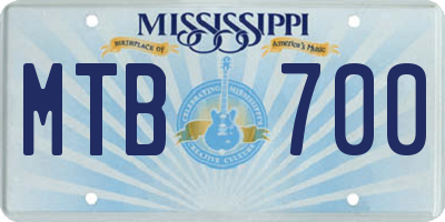 MS license plate MTB700