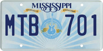 MS license plate MTB701