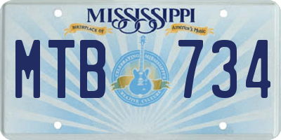 MS license plate MTB734