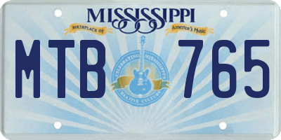 MS license plate MTB765