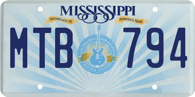 MS license plate MTB794