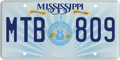 MS license plate MTB809