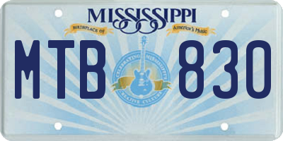 MS license plate MTB830