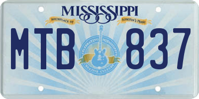 MS license plate MTB837