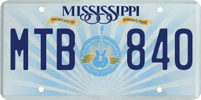 MS license plate MTB840