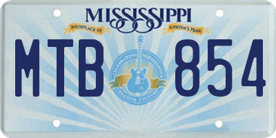 MS license plate MTB854