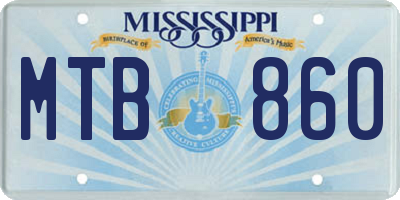 MS license plate MTB860