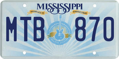 MS license plate MTB870