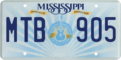 MS license plate MTB905