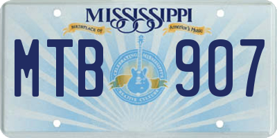 MS license plate MTB907