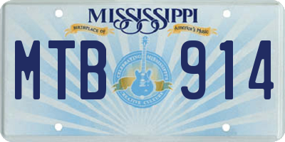 MS license plate MTB914