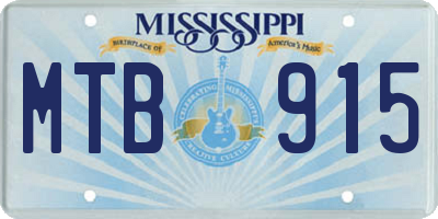 MS license plate MTB915