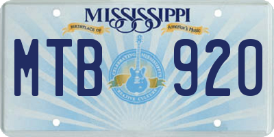 MS license plate MTB920