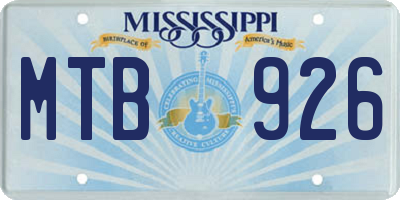 MS license plate MTB926
