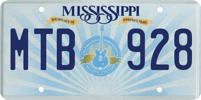 MS license plate MTB928