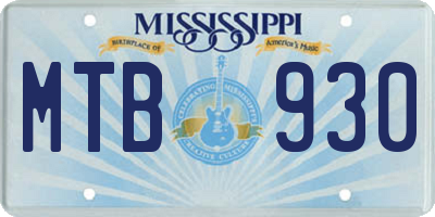 MS license plate MTB930