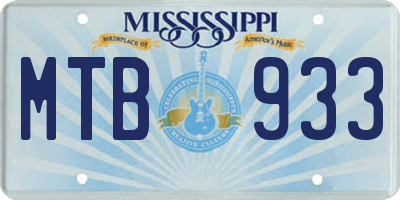 MS license plate MTB933