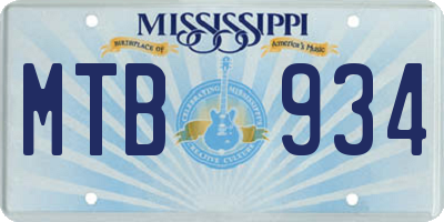 MS license plate MTB934