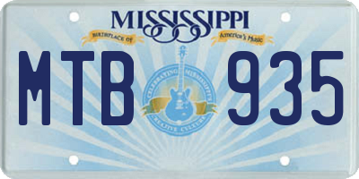 MS license plate MTB935