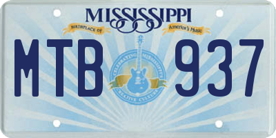 MS license plate MTB937