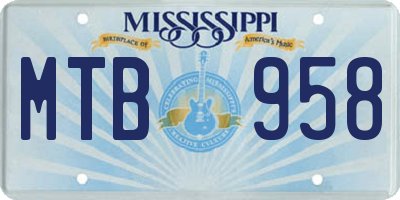 MS license plate MTB958