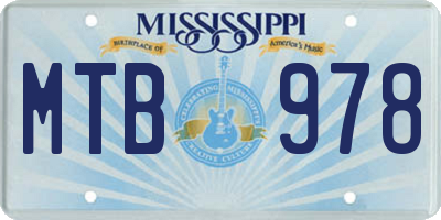 MS license plate MTB978