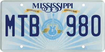 MS license plate MTB980
