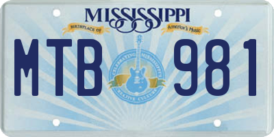 MS license plate MTB981