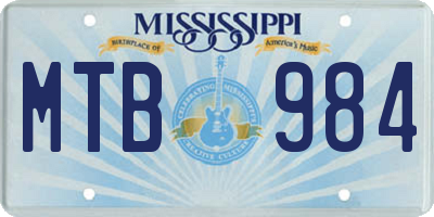 MS license plate MTB984