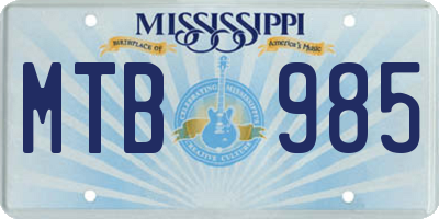 MS license plate MTB985