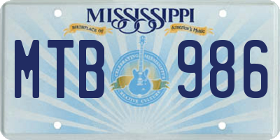 MS license plate MTB986