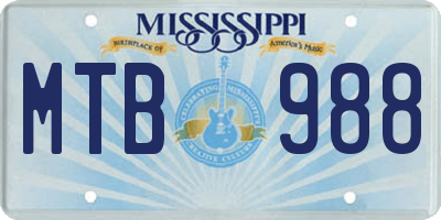 MS license plate MTB988